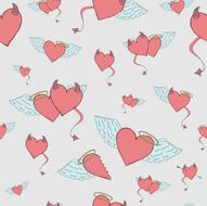 Angel and devil hearts seamless background N2
