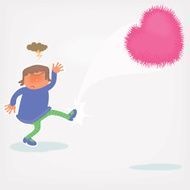 girl kicking fluffy heart