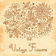 Vintage Festive card with flowers and pomegranate