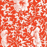 Pattern on red background with chinese flowers N2