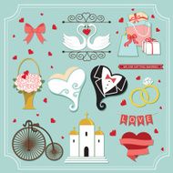 Vintage set for wedding invitation Cute design elements