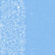 Blue background with white plants