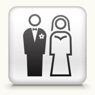 Square Button with Bride &amp; Groom N2