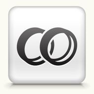 Square Button with Wedding Rings N2
