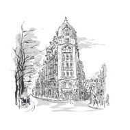 sketch of Parisian street N2