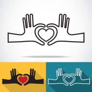 Hands in the form of heart Line icon