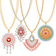 Set of golden chains with different pendants