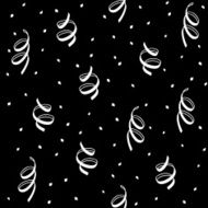 Strict monochrome background with a spiral confetti Seamless vector patterm