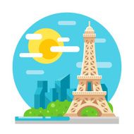 Eiffel tower flat design landmark