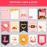 Vintage Flowers Card Set - for birthday wedding baby shower N3