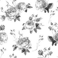 Vintage Floral Seamless Background with Blooming English Roses