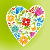 Romantic floral wallpaper with heart