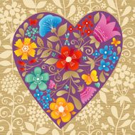 Romantic floral wallpaper with heart N2