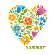 Romantic floral wallpaper with heart N3