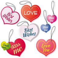Stickers Labels Heart with Messages of Love