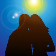 Silhouette couples in the sunshine N2