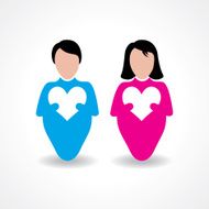 Male and female icon with love sign stock vector