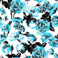Monochrome Seamless Pattern with Vintage Roses N2