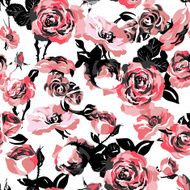 Monochrome Seamless Pattern with Vintage Roses N3