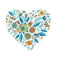 Heart with flowers and funny characters