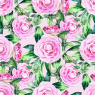 Watercolor camellia pattern N3