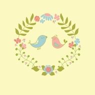 Wedding invitation or greeting card design with cute floral wreath