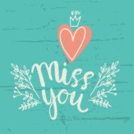 Hand drawn miss you card vector illustration N2