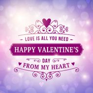 happy Valentine's Day typography greeting card background