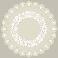 Doily with traditional Hungarian white embroidery from Kalocsa N2