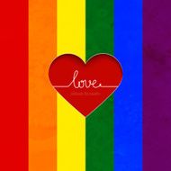 Rainbow vector card with heart celebrate the equality of love