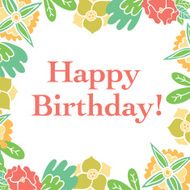 Greeting Birthday vector card with floral wreath N2
