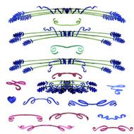 Set of watercolor design elements - lavender and ribbons N3