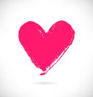 Drawn pink heart silhouette on white background