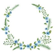 Hand painted watercolor floral round frame Vector illustration N5