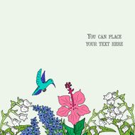 Bouquet of flowers with humming-bird