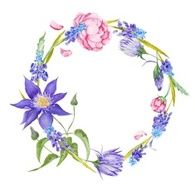 Romantic Watercolor Floral Frame N2