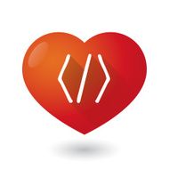 Heart icon with a code sign