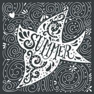 Hand drawn summer print with a bird and hand lettering N3