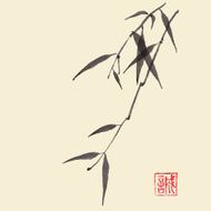 Japanese style downward bamboo branch