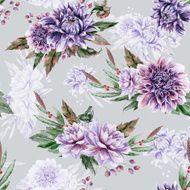 Seamless pattern with lilac dahlia N3