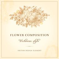 Vector vintage wedding postcard in Victorian style