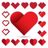 Red heart icon set Illustration eps10