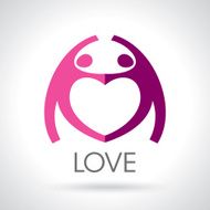 Heart Logo of couple in love vector design template