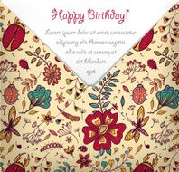 Happy Birthday card with colorful floral pattern N2