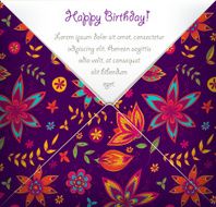 Happy Birthday card with colorful floral pattern N3