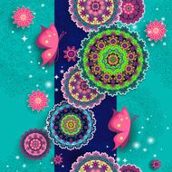Floral mandala and butterflies