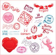 love mail elements - postmarks- Valentine`s Day postage set