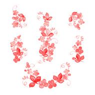 Set of watercolor flowers branches leaves N2