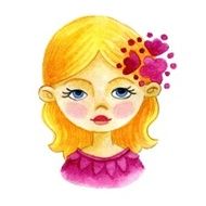 Portrait watercolor girl vector illustration N2