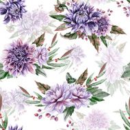 Seamless pattern with lilac dahlia N4